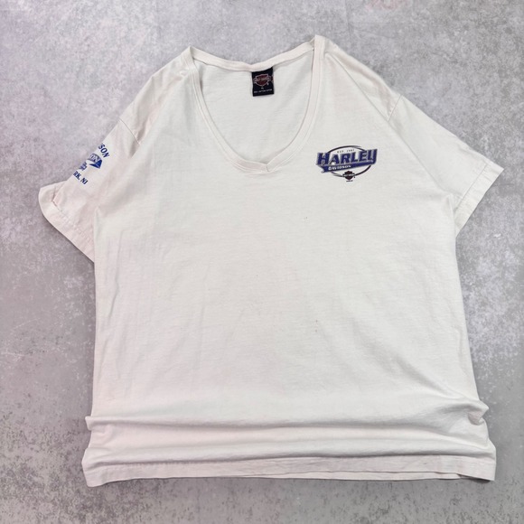 Harley-Davidson Tops - Vintage 1998 Harley Davidson T-Shirt Women's XL V-Neck Edison NJ White